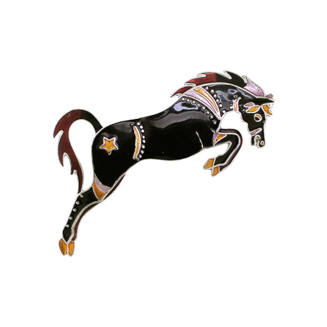 Black Horse Sterling Silver plated Pin with Enamels
