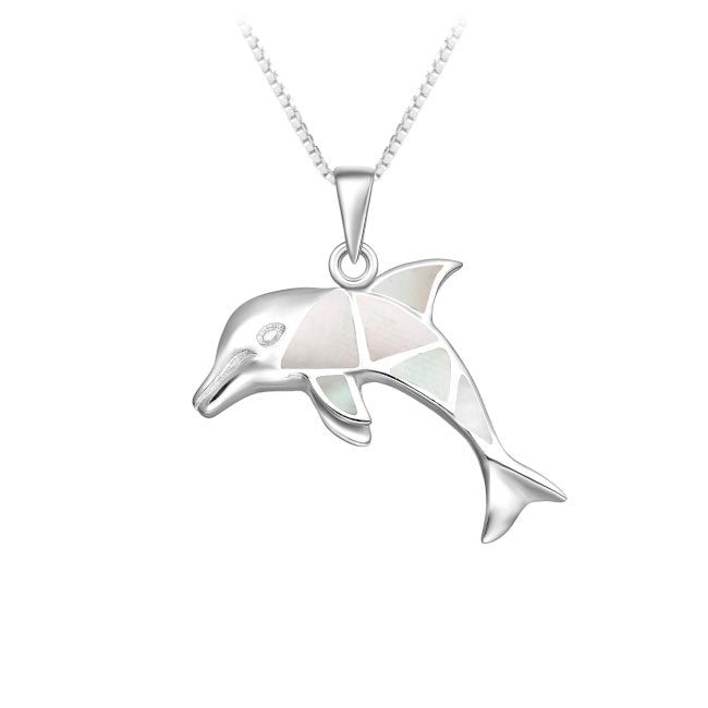 Dolphin Sterling Silver Pendant with Mother of Pearl inlay