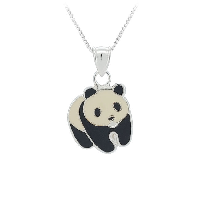 Panda Bear Sterling Silver Pendant with Enamels