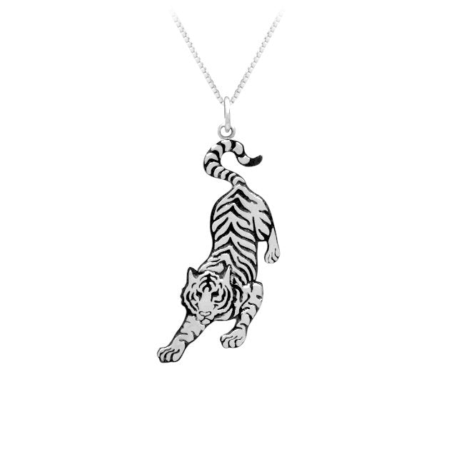 Prowling Tiger Sterling Silver Pendant