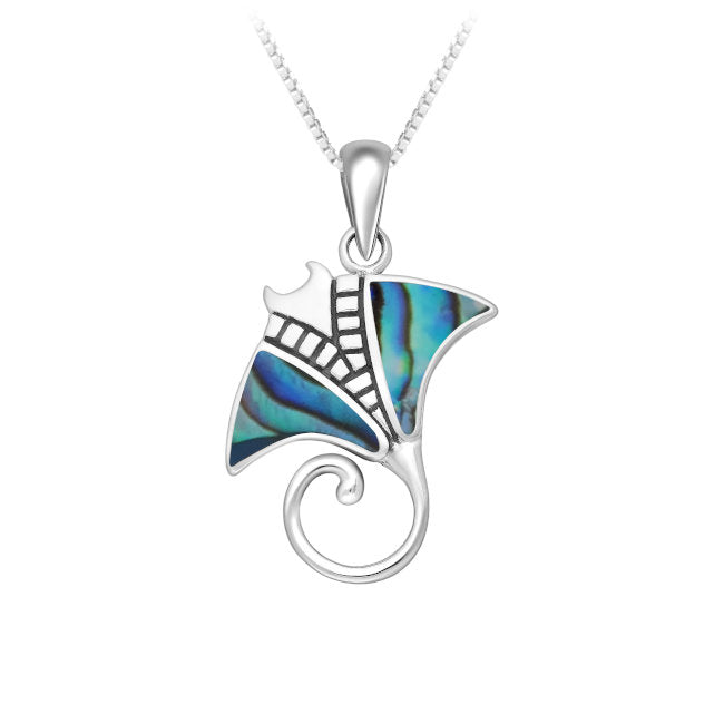 Manta Ray Sterling Silver Pendant with Abalone shell