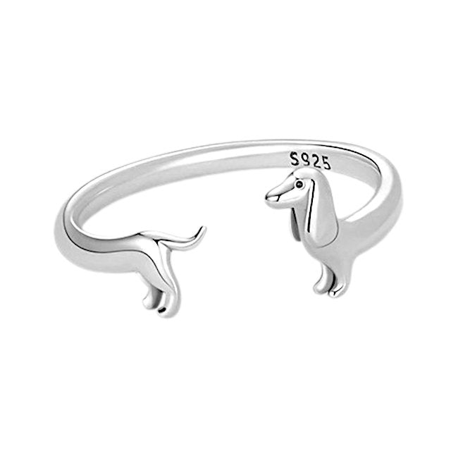 Dachshund Sterling Silver adjustable Ring