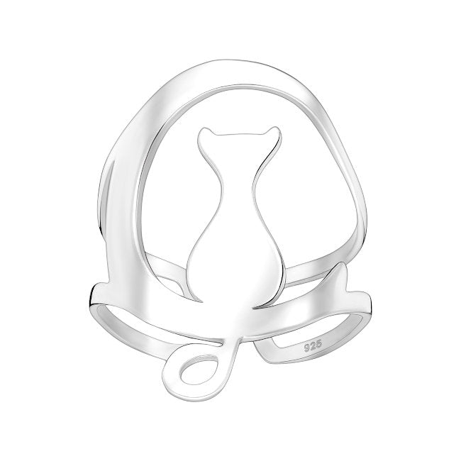 Cat Sterling Silver adjustable Ring