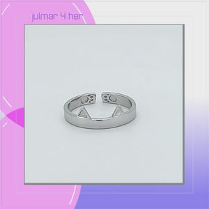 Cat Ears Sterling Silver adjustable Ring viewed in 3d rotation