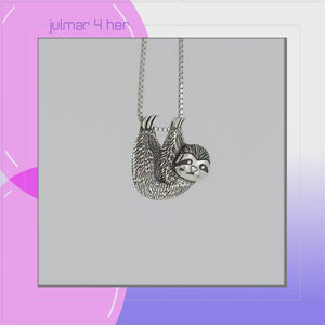 Sloth Pendant in Sterling Silver viewed in 3d rotation