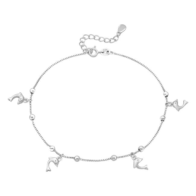 Dolphin Sterling Silver Charms Anklet