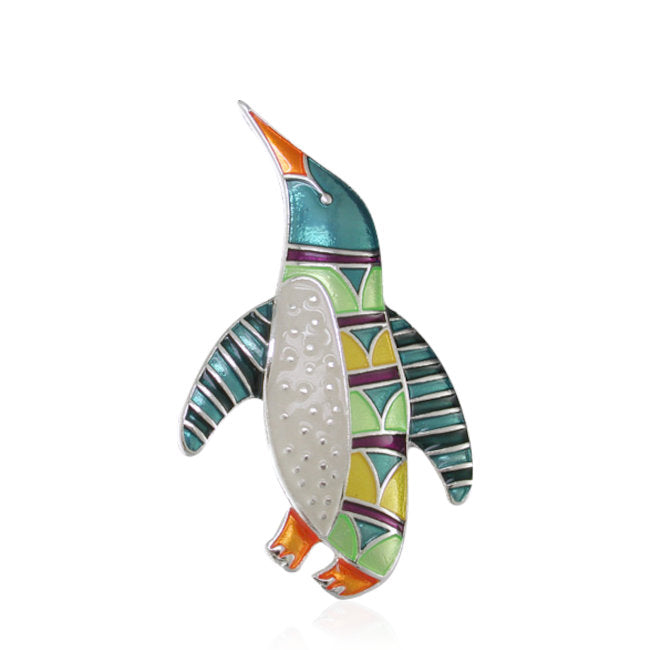 Penguin Radiance Pin with Enamels over Sterling Silver plating