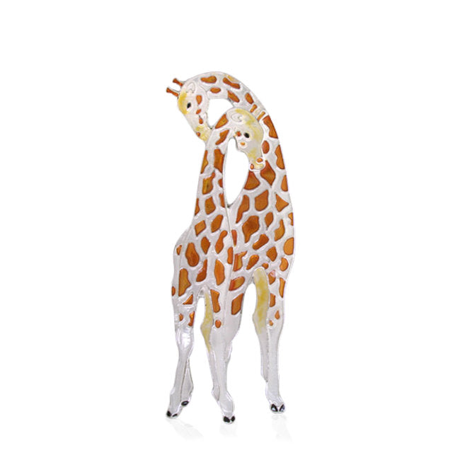 Giraffe Sterling Silver plated Pin with Enamels