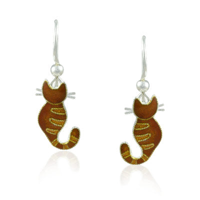 Cat Stripes Sterling Silver plated hook Earrings with Enamels