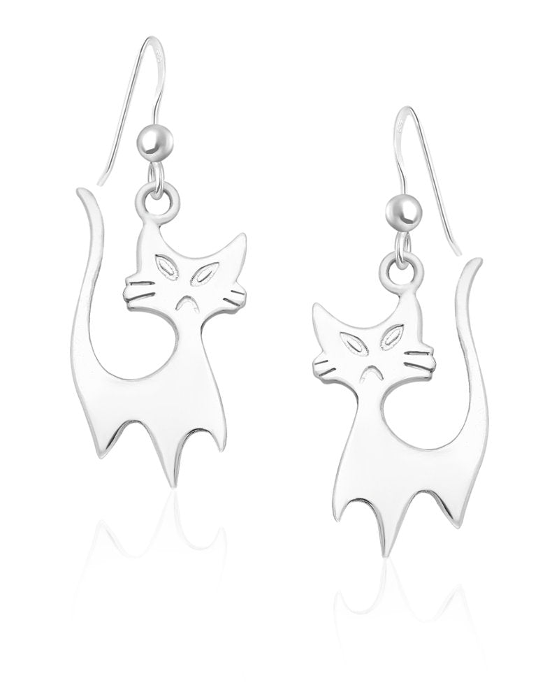 Siamese Cat Sterling Silver hook Earrings