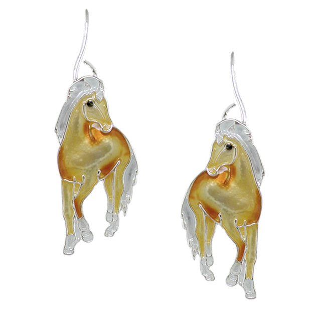 Palomino Horse Sterling Silver plated hook Earrings with Enamels