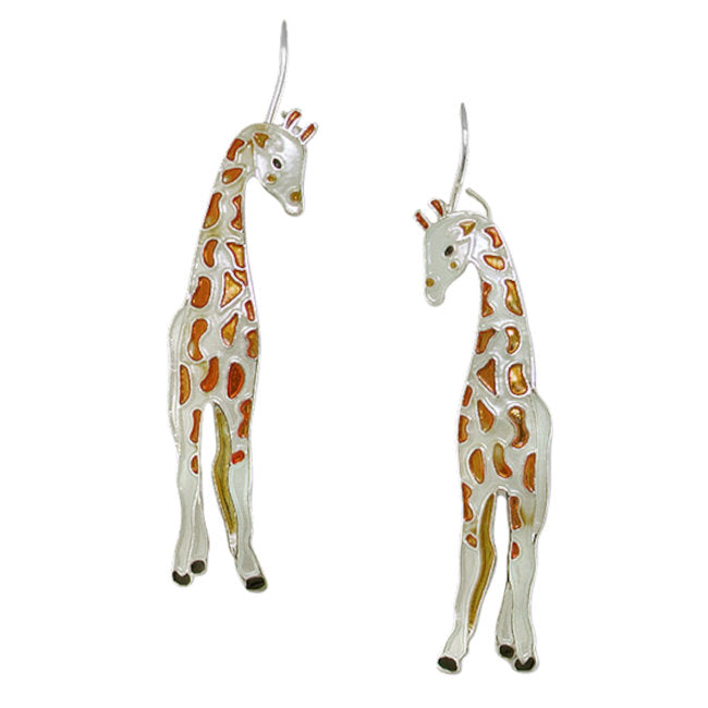 Giraffe hook Earrings with Enamels over Sterling Silver plating