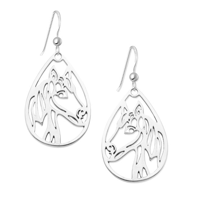 Horse Head cutout Sterling Silver hook Earrings