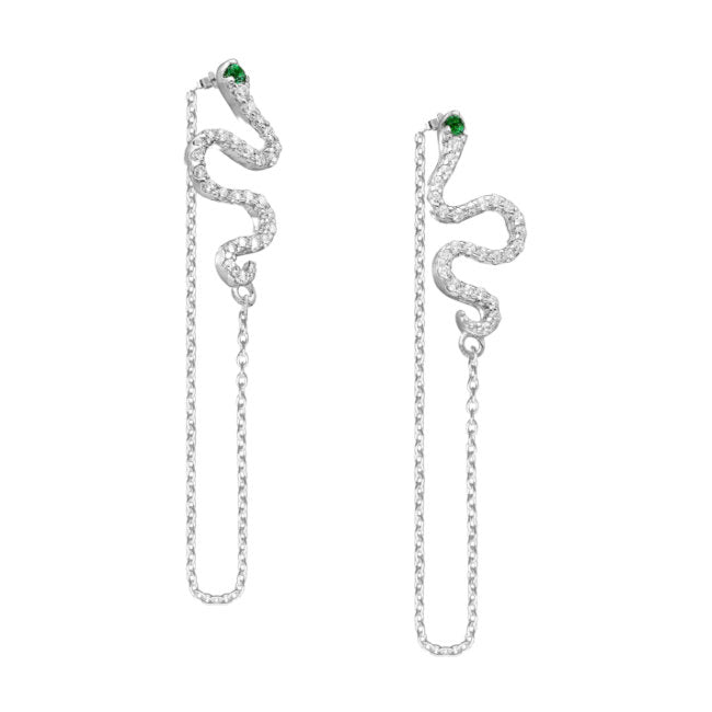 Snake Sterling Silver push-back Earrings with Cubic Zirconia