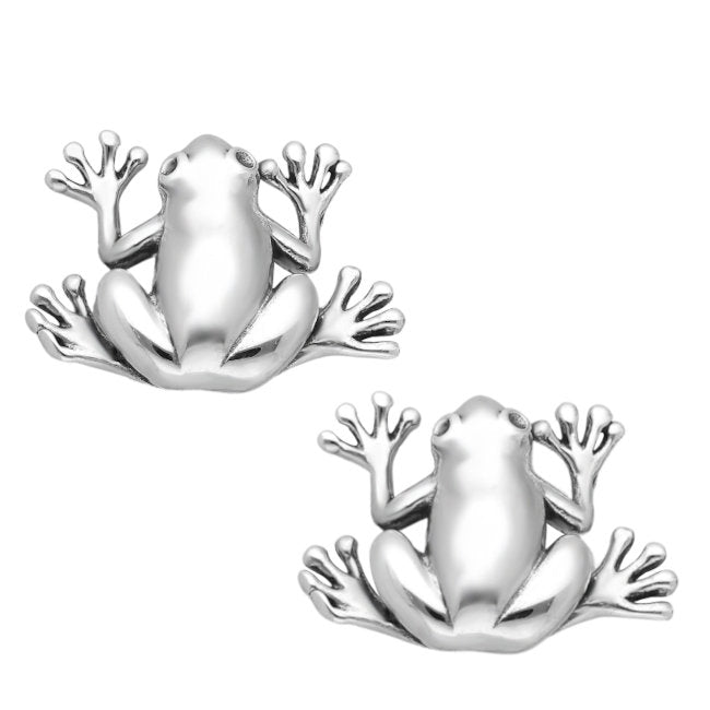 Frog Sterling Silver Push-Back Earrings
