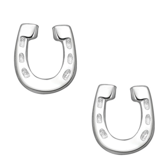 Horseshoe Sterling Silver Push-Back Earrings