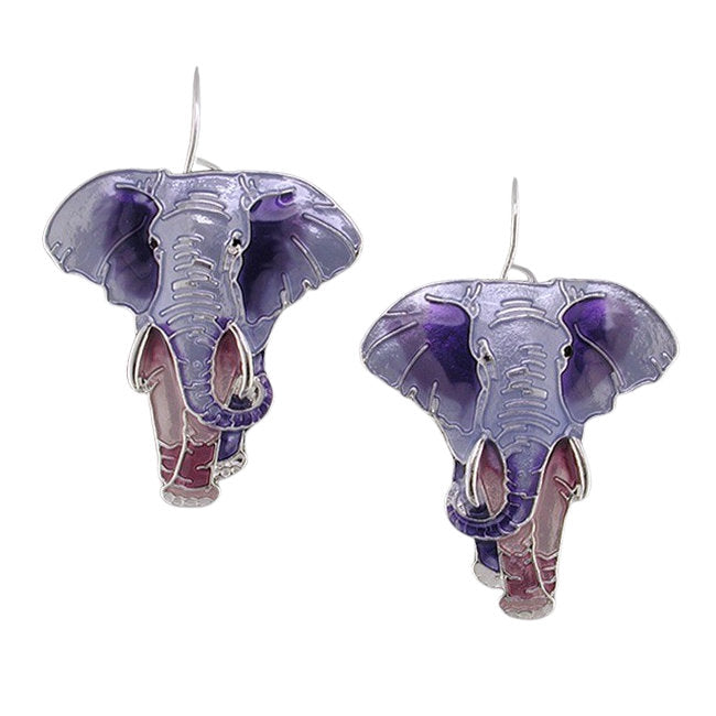 Elephant Sterling Silver plated Earrings with Enamels
