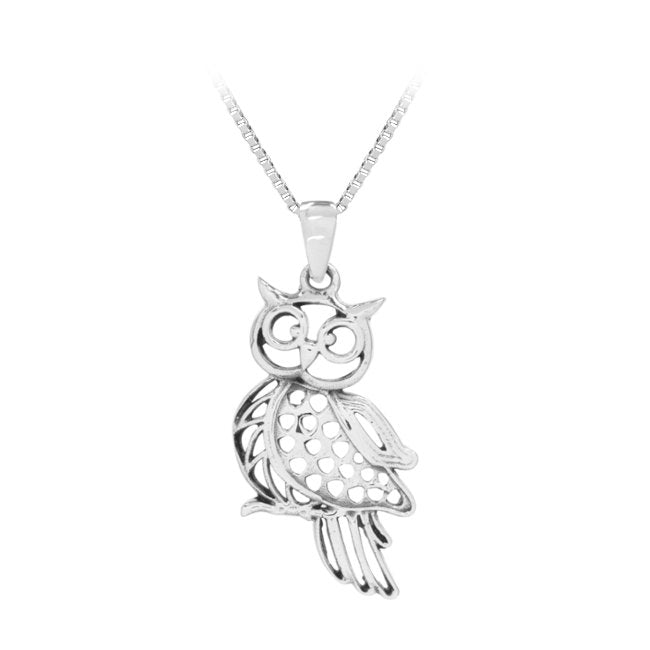 Owl Cutout Sterling Silver Pendant