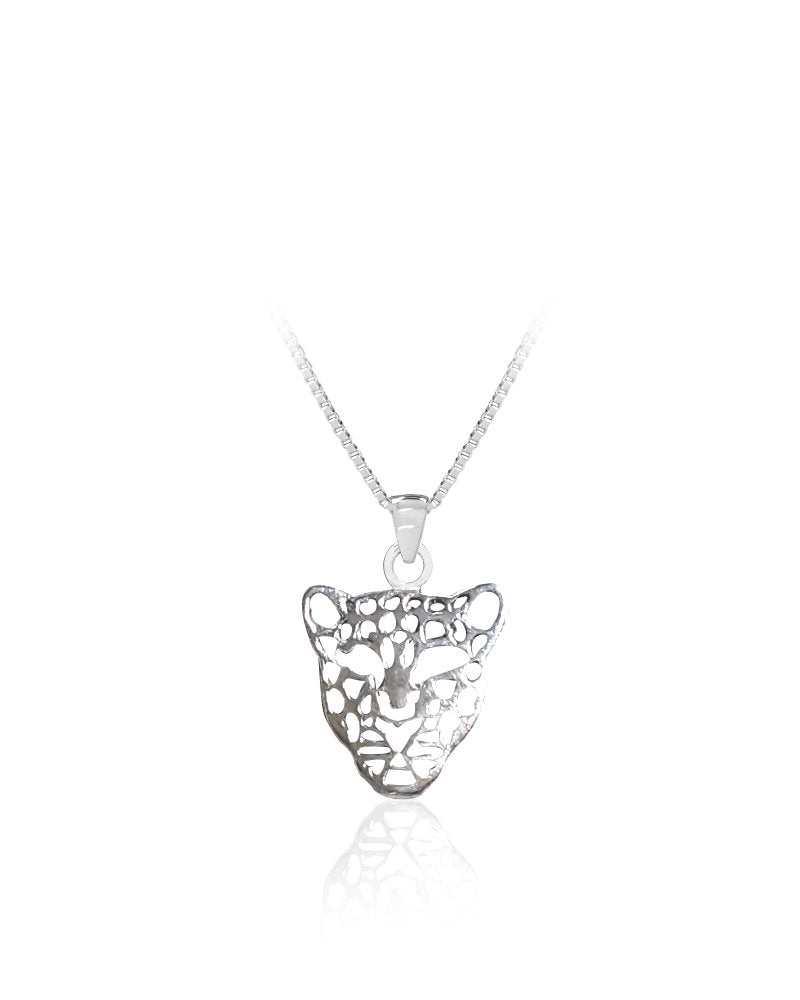 Leopard Face with Cut-Outs Sterling Silver Pendant 