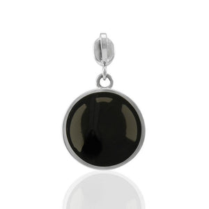 Rear View - Cat Sterling Silver Pendant with Obsidian & Oxidised Accents