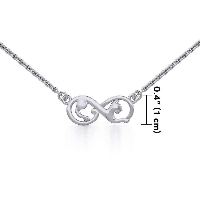 Cat Infinity Sterling Silver Necklace