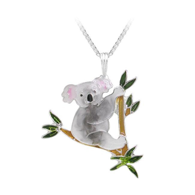 Koala Sterling Silver plated Pendant with Enamels