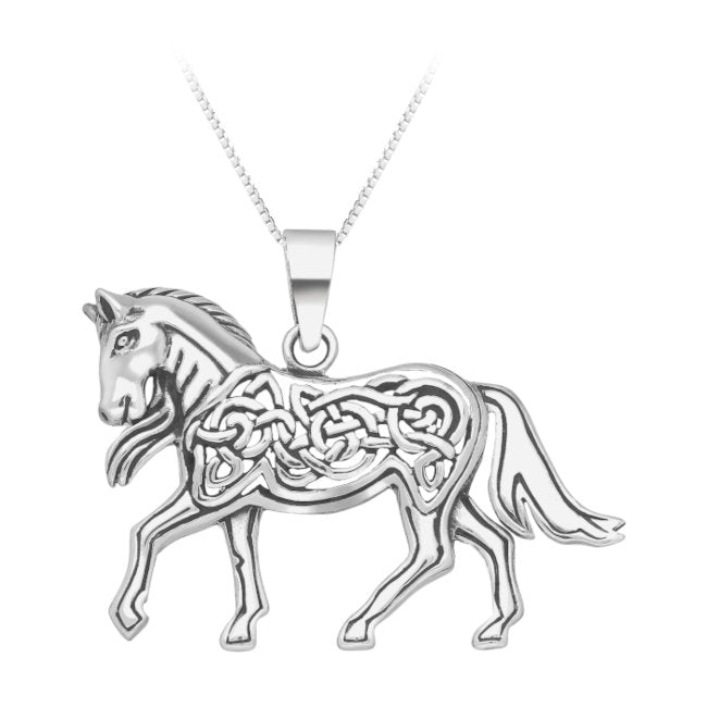 Horse Celtic Knotwork Cutout Sterling Silver Pendant