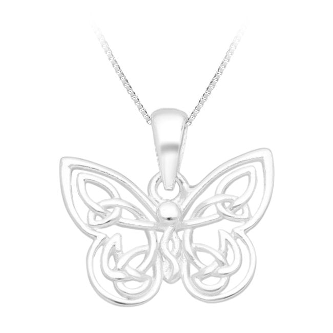 Butterfly with Celtic Knotwork Sterling Silver Pendant