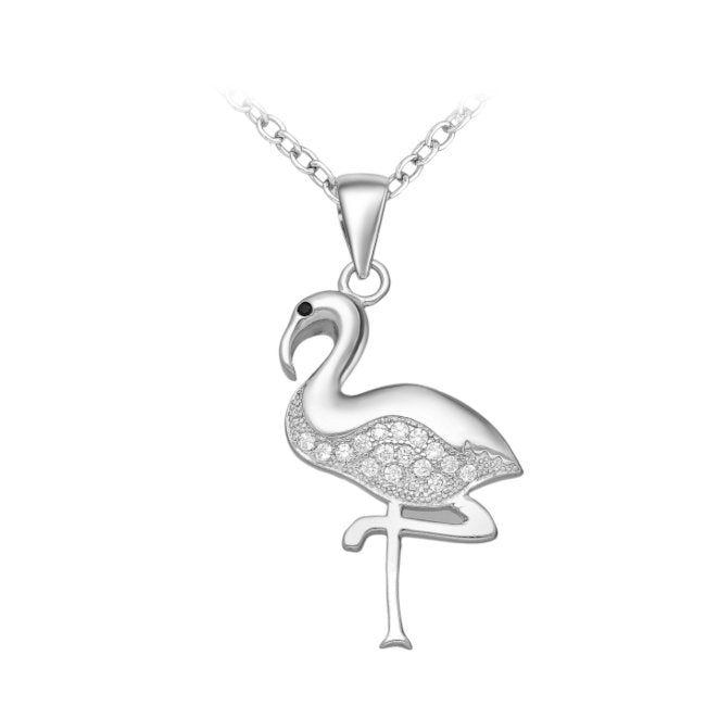 Flamingo Sterling Silver Pendant with Cubic Zirconiabic Zirconia