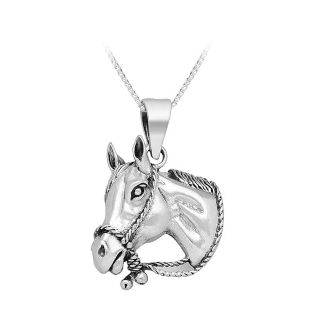 Horse Head Pendant in Sterling Silver with Oxidisation