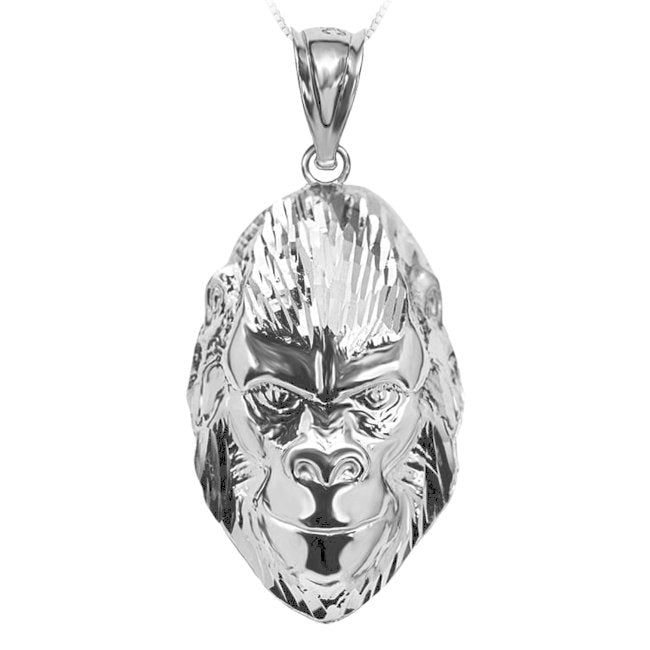 Gorilla Face Sterling Silver Pendant
