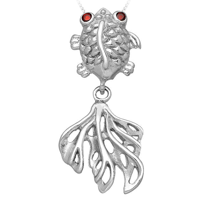 Goldfish Sterling Silver Pendant with Cubic Zirconia