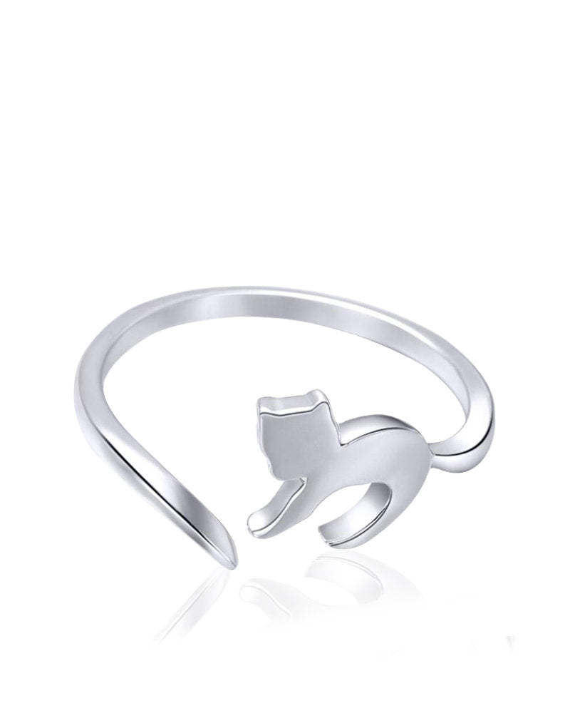 Playful Cat Sterling Silver adjustable Ring