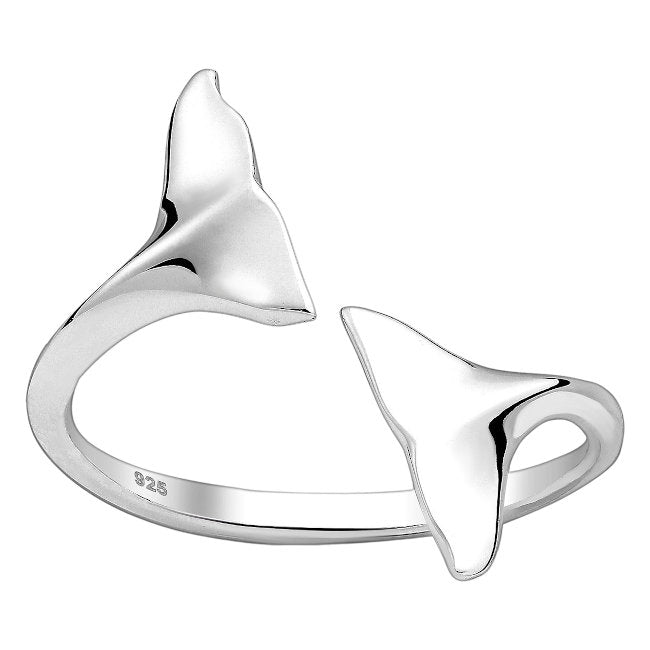 Whale Tail Sterling Silver adjustable Ring