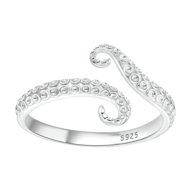 Octopus Tentacles Sterling Silver adjustable Ring