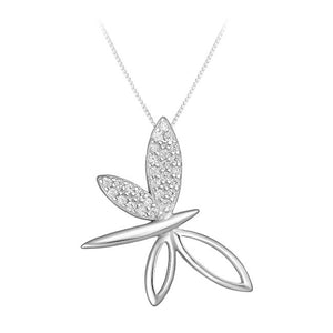 Dragonfly Sterling Silver Jewellery Set Pendant with Cubic Zirconia