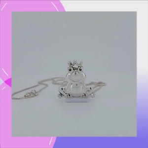 Frog Prince Sterling Silver Pendant viewed in 3d rotation