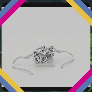 Kiwi Sterling Silver hook Earrings viewed in 3D rotation