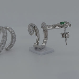 Snake Sterling Silver push-back Ear Cuffs with Cubic Zirconia viewed in rotating 3d