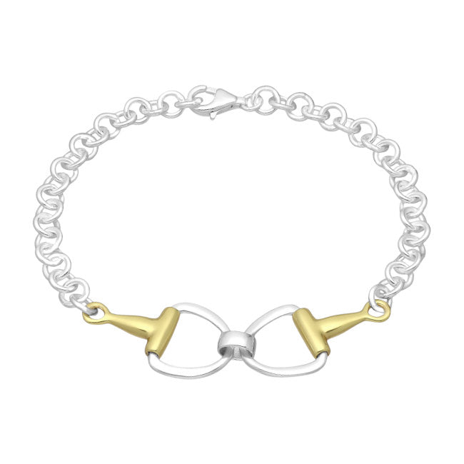 Snaffle Bit Sterling Silver Bracelet with 14kt Gold Accents