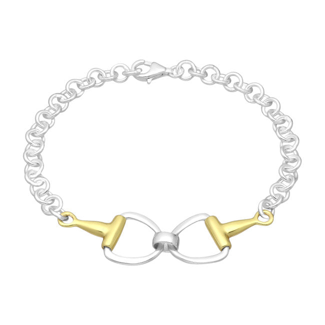 Snaffle Bit Sterling Silver Bracelet with 18kt Gold Accents