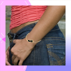 Black Cat Sterling Silver with Gold plating and Enamels Bracelet modelled