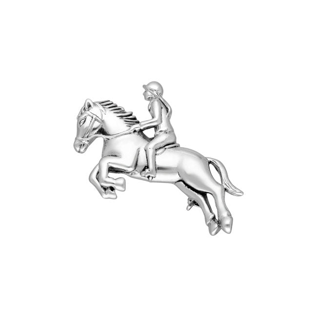 Horse and Rider Hurdling Sterling Silver Pin