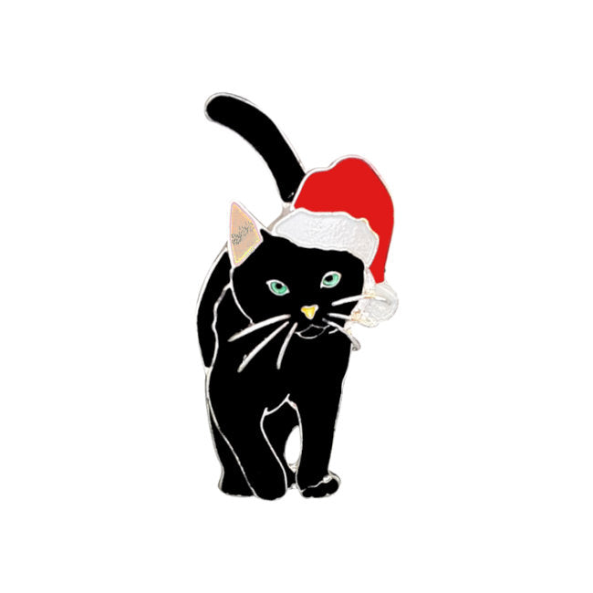 Black Cat Sterling Silver plated Pin with Enamels