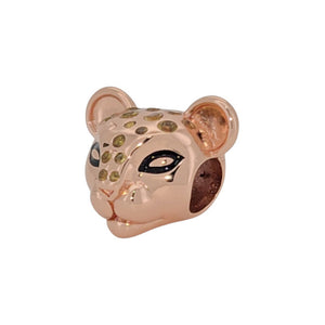 Lion Cub Sterling Silver Bead Charm with Rose Gold