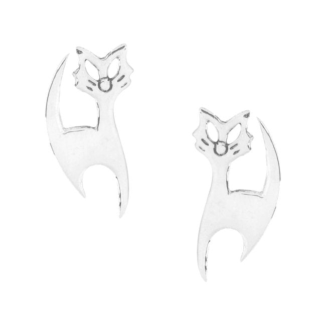 Cat Sterling Silver stud Earrings