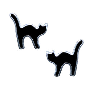 Black Cat Sterling Silver push-back Earrings