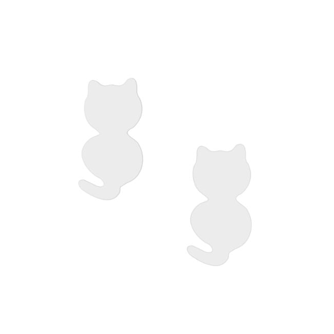 Cat Sterling Silver with Brushed Finish stud Earrings