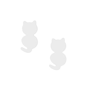 Cat Sterling Silver with Brushed Finish stud Earrings