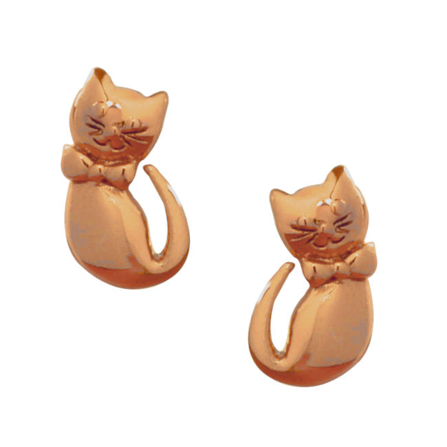 Cat Sterling Silver push-back Earrings with Rose Gold